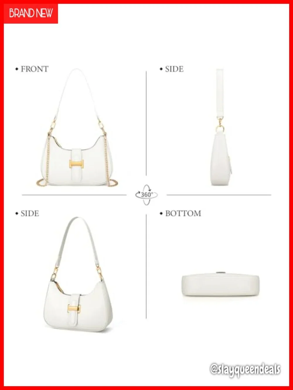PU vegan leather small hobo shoulder bag with gold-tone buckle